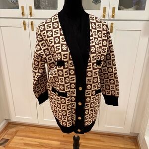 Sandro Oversized Cardigan in Print, Size 1